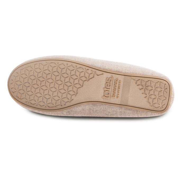 Isotoner® Ladies Textured Moccasin Slipper Light Brown Extra Image 5